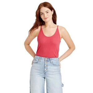 Universal Thread Women's Pottery Red Soft Rib Textured Cami Tank Top